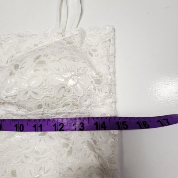 White Lace Long Camisole Lace Tank Top Stretchy Long Camisole - Size L- NEW - Picture 7 of 8